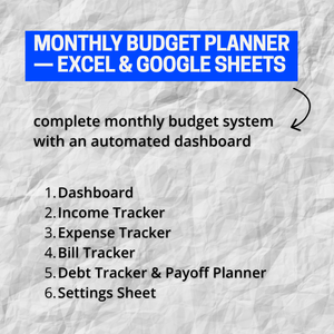 Monthly Budget Planner — Excel & Google Sheets