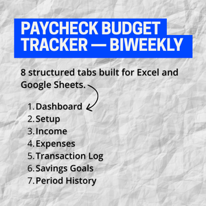 Paycheck Budget Tracker — Biweekly Excel & Google Sheets Template